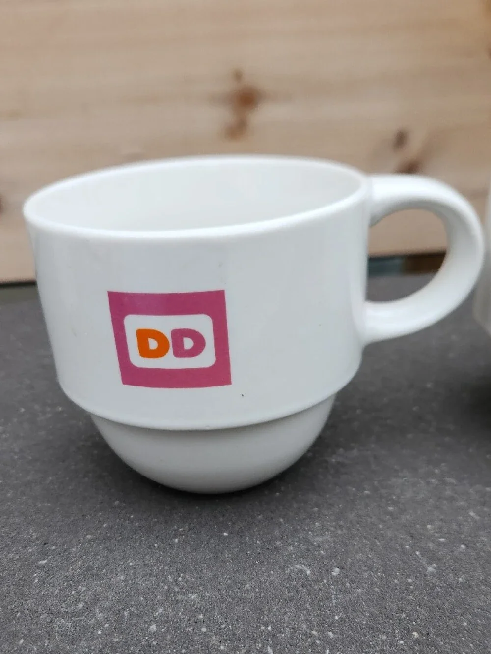 Vtg. Set Of 2 Dunkin-Inspired White Ceramic Coffee Mugs Set